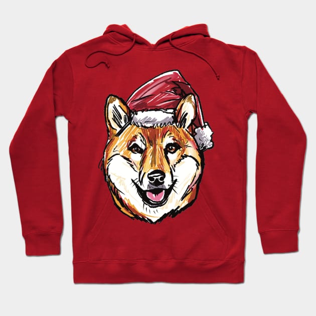 Christmas Shiba Inu - Cute Japanese Dog - Tan Shiba Inu Christmas Theme Hoodie by sketchnkustom